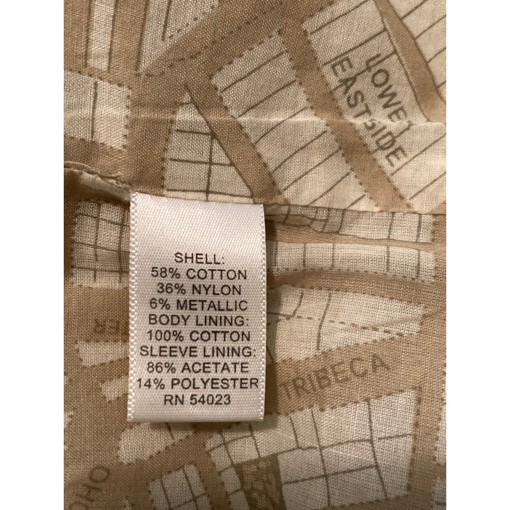 Banana Republic Blazer Women 14 Tan Italian Fabric Map Print Lined Office Career - Picture 10 of 11